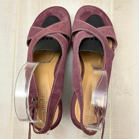 Sundance Mauve Suede Wedge Sandals Open Toe Ankle Strap Shoes Women Sz 40(9-9.5) - Picture 4 of 11